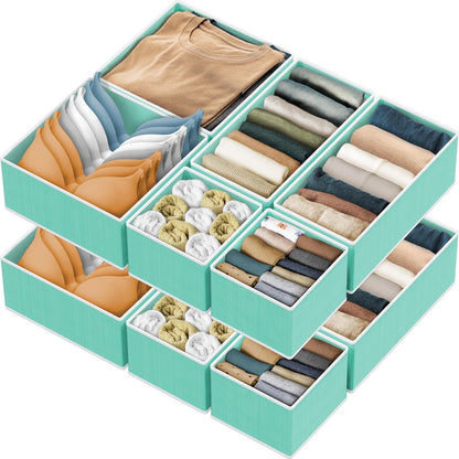 SIMPLE HOUSEWARE Foldable Drawer Organizer for Clothes/Underwear/Panty/Onesie Stocking Bin, Set of 12, Black