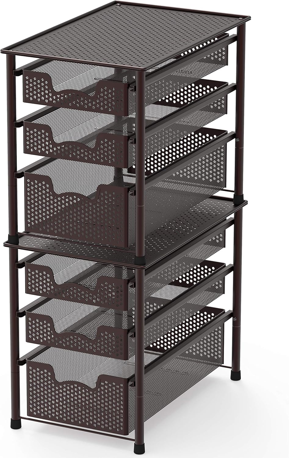 Simple Houseware Stackable 3 Tier Sliding Basket Organizer Drawer, Silver