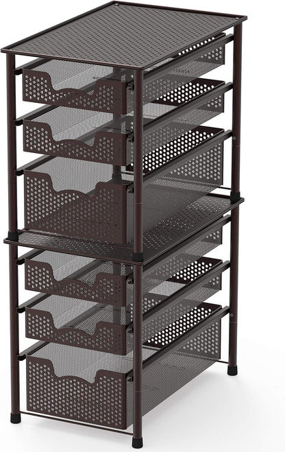 Simple Houseware Stackable 3 Tier Sliding Basket Organizer Drawer, Silver