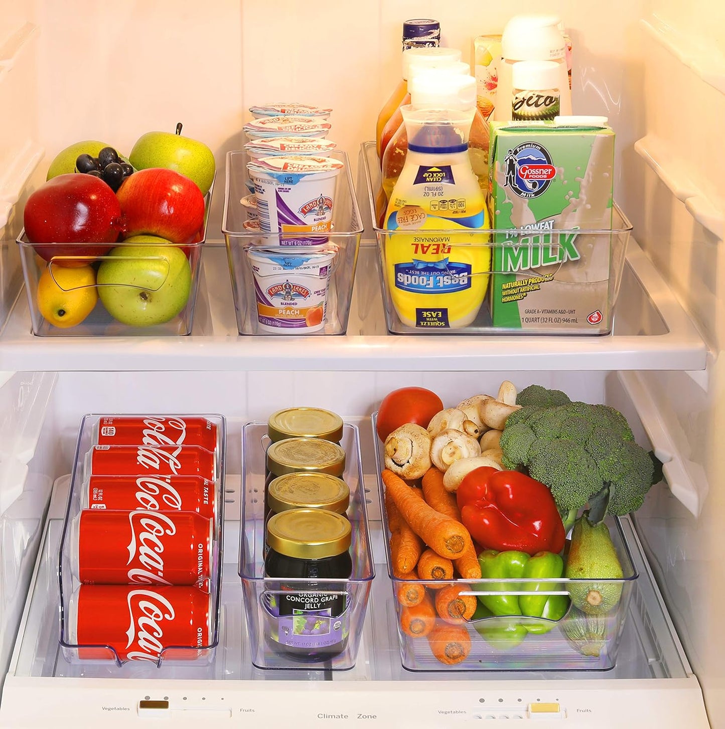 Simple Houseware 4 Pcs Kitchen Clear Bin Storage Organizer, 15" x 8" x 3.75"