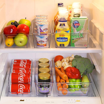 Simple Houseware 4 Pcs Kitchen Clear Bin Storage Organizer, 15" x 8" x 3.75"