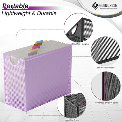 Hanging File Organizer, Letter-Size File Holder Filing Box with 5 Hanging Folders, Metal Mesh Desk File Folder Storage(No Assembly Required) (with 5 Grey Folders)