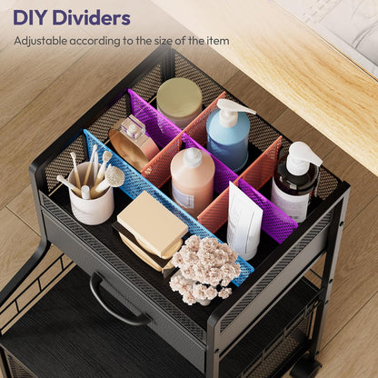 SWTYMIKI Rolling Under Desk Storage - Storage Cart with Drawers & DIY Divider - Art Cart Organizer on Wheels - Craft Rolling Utility Cart for Office, Craft Room & Studio Espresso