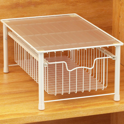 Simple Houseware Stackable 3 Tier Sliding Basket Organizer Drawer, Chrome