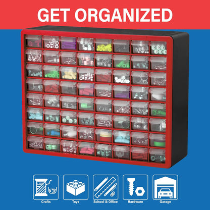Akro-Mils 24-Drawer Plastic Drawer Storage Cabinet for Garage Organization, Bead Organizer, Building Bricks Storage, Teacher Toolbox, Makeup Organizer, 20" W x 6" D x 16" H, 10124 Black