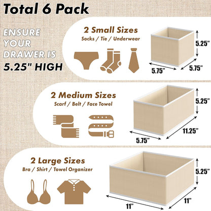 SIMPLE HOUSEWARE Foldable Drawer Organizer for Clothes/Underwear/Panty/Onesie Stocking Bin, Set of 12, Black