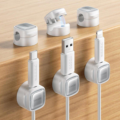 6 Pack Magnetic Cable Clips – Cord Organizer & Holder, Toocki Adhesive Cable Management, Wire Holder for USB Charging Cables, Ideal for Home, Office, Car, Desk, and Nightstand-Purple