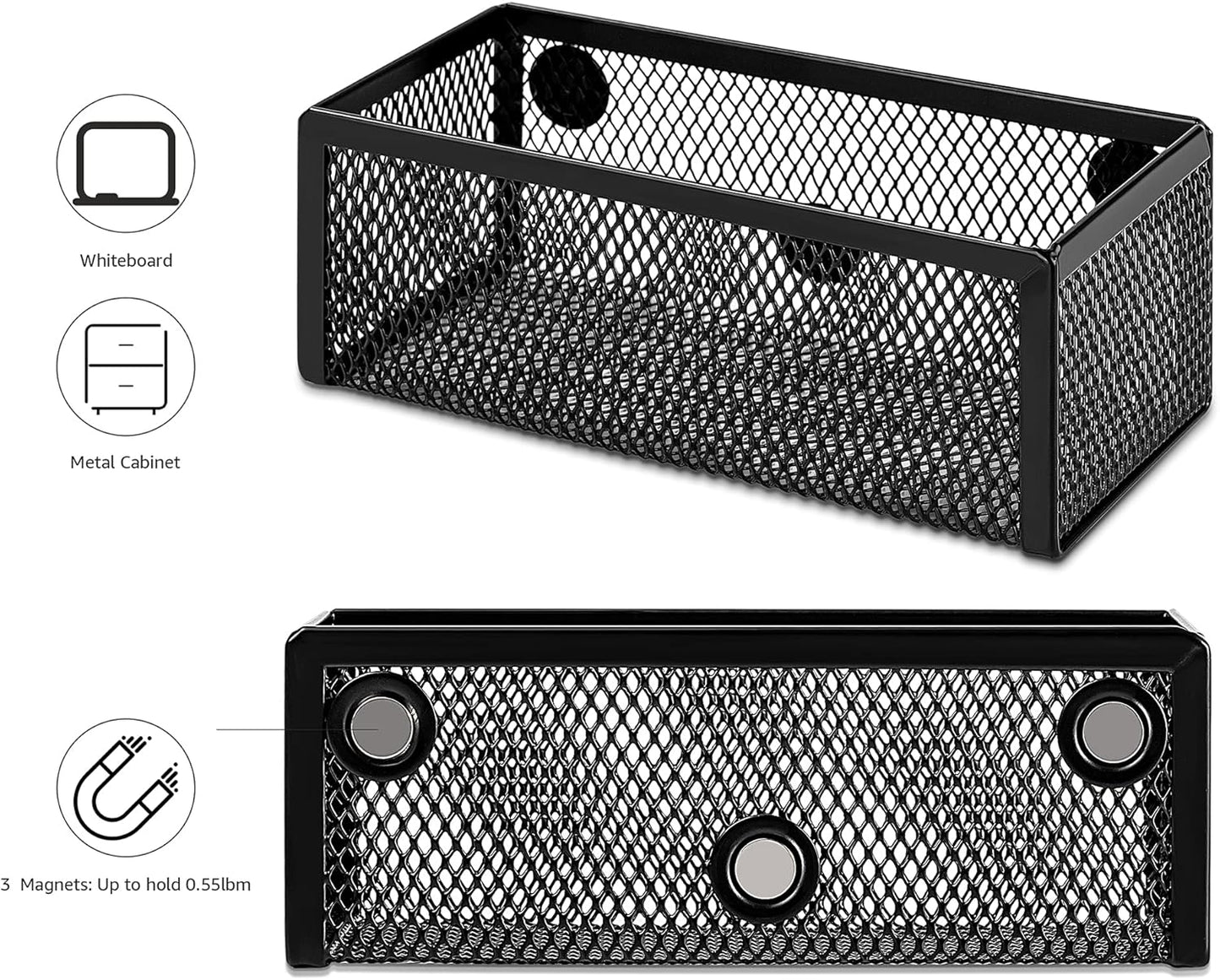 Amazon Basics Wire Mesh Pen Holder, Pencil Cup Desk Organizer for Stationery, Scissors, Office Caddy Storage, 3.7" x 3.3", Black