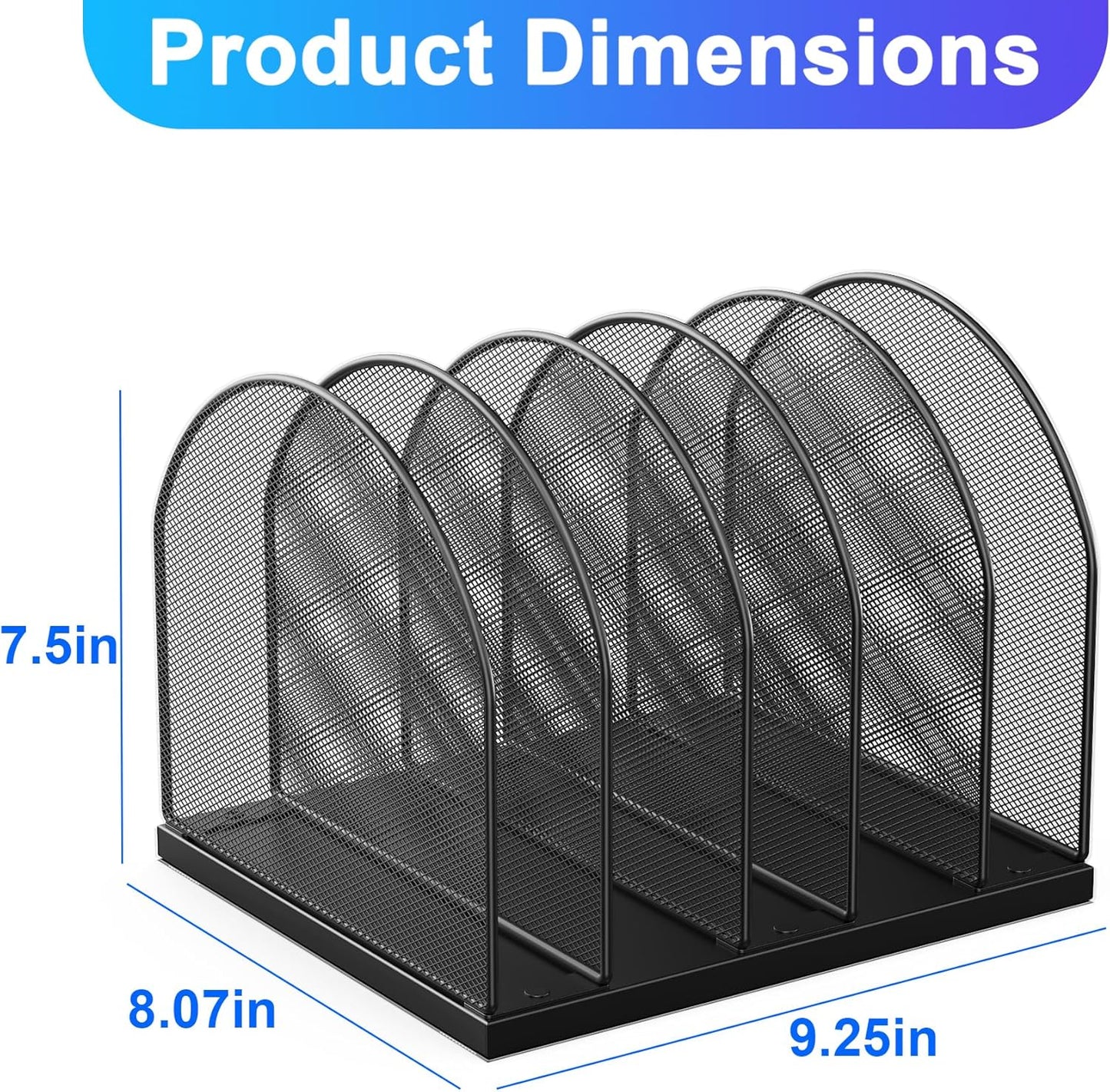 gianotter Desktop File Organizer, Desk Organizer with 5 Compartments, Paper Organizer for Desk, Workspace Organizers for Office Supplies (Black, Upright Style)