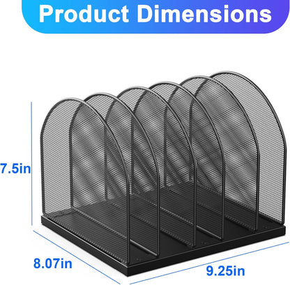 gianotter Desktop File Organizer, Desk Organizer with 5 Compartments, Paper Organizer for Desk, Workspace Organizers for Office Supplies (Black, Upright Style)