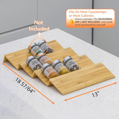 AMBIRD Spice Drawer Organizer, 4 Tier-2 Set Clear Spice Rack Tray Expandable From 11'' to 22'', Seasoning Organizer with non-slip tape for Kitchen, Cabinet, Drawers, Countertop(JARS NOT INCLUDED)