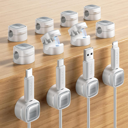 6 Pack Magnetic Cable Clips – Cord Organizer & Holder, Toocki Adhesive Cable Management, Wire Holder for USB Charging Cables, Ideal for Home, Office, Car, Desk, and Nightstand-Purple