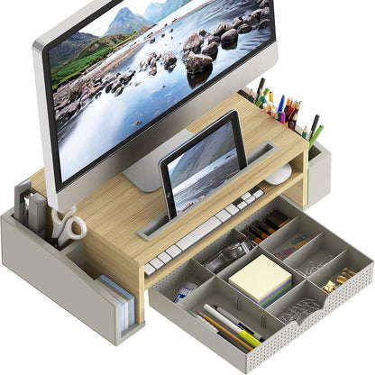 Simple Houseware Desk Monitor Stand Riser with Adjustable Organizer tray, Espresso