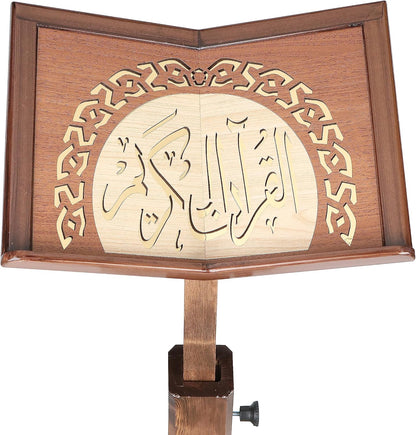 Prayer Book Holder Stand Ramadan Gift Rihal Rehal Wooden Carved Gift (Adjustable White)