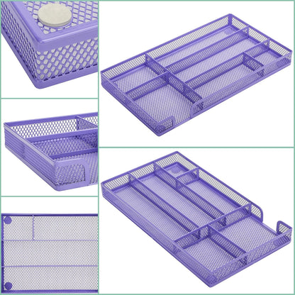 Annova Desk Drawer Organizer Tray for Office Organization - Metal Mesh - Storage Tray with Dividers for Pens, Desktop Accessories, Bathroom, Kitchen, Makeup and Office Supplies (Small, Gold)