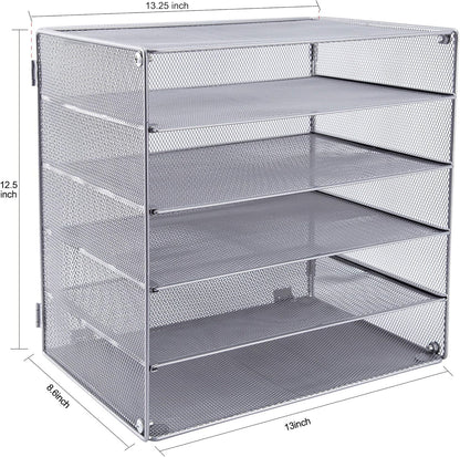 EASEPRES 3 Tier Mesh Desk Organizer Tray, File Paper Letter Folder Holder Desktop Paper Sorter Mail Organization Rack Storage Accessories, for Office Home School Classroom, Black