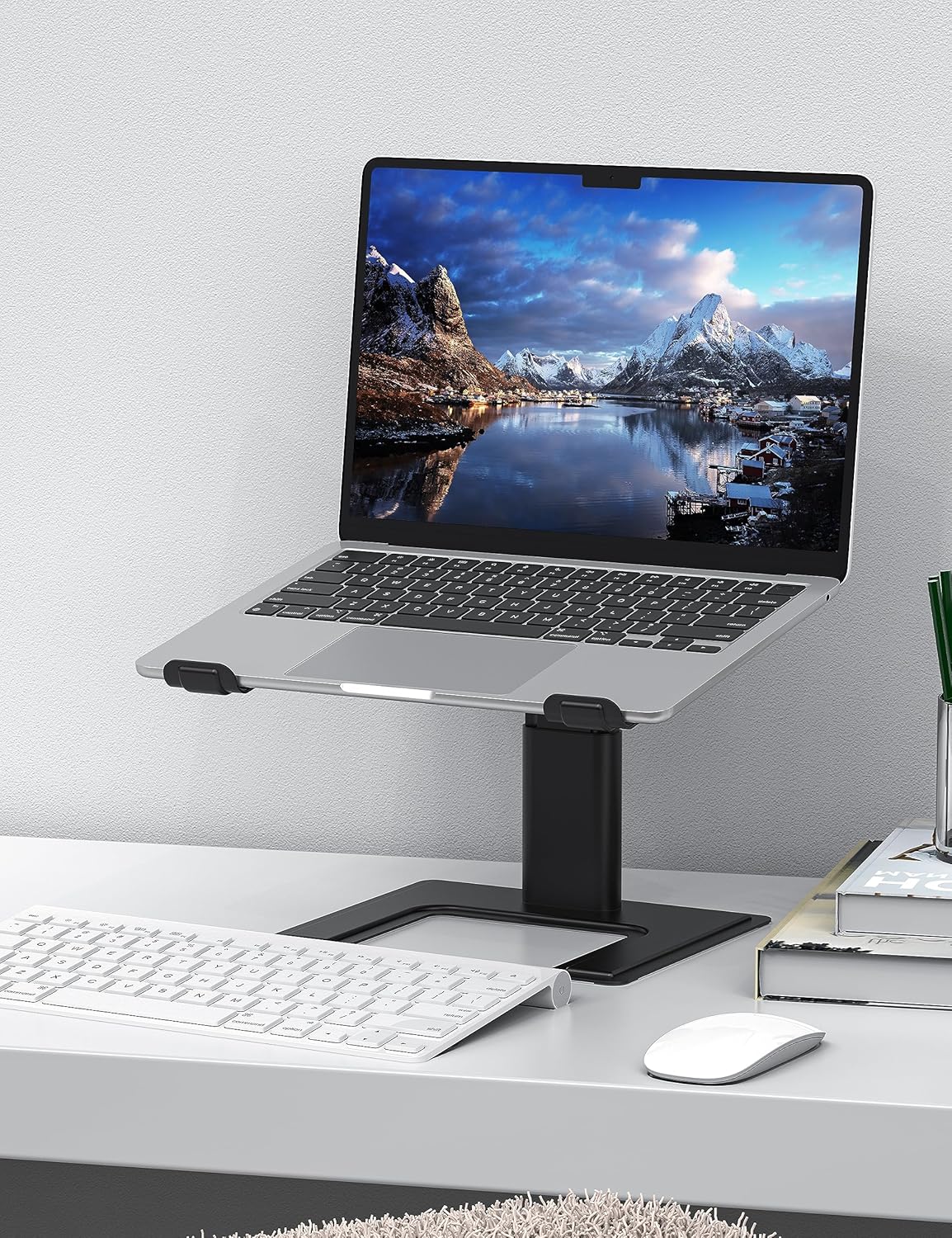 ALASHI Laptop Stand for Desk, Computer Stand Adjustable Height, Ergonomic Notebook Laptop Riser, Aluminum Metal Holder Compatible with 10 to 17.3 Inches Notebook PC Computer, Black