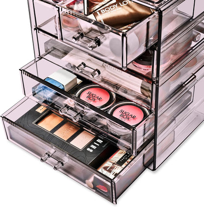 Sorbus Acrylic Makeup Organizer Set, 6-Drawer Vanity & Countertop Cosmetic Storage with Small & Wide Drawers, Clear Makeup Storage for Brushes, Lipsticks, Jewelry – Holiday Gift for Women & Teens