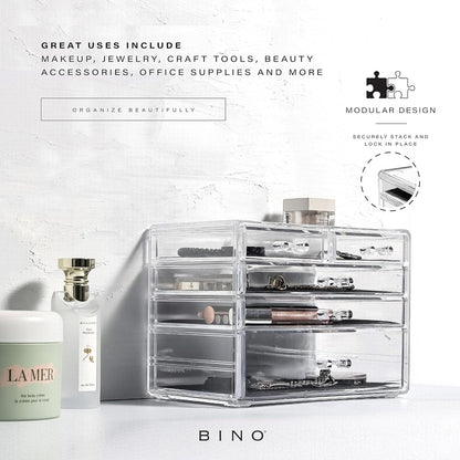BINO THE MANHATTAN SERIES Acrylic Makeup Drawer Organizer- 3 Drawer Small | Clear Beauty Organizers and Storage| Cosmetic & Makeup Drawer| Home Organization| Jewelry & Vanity Accessories Drawer