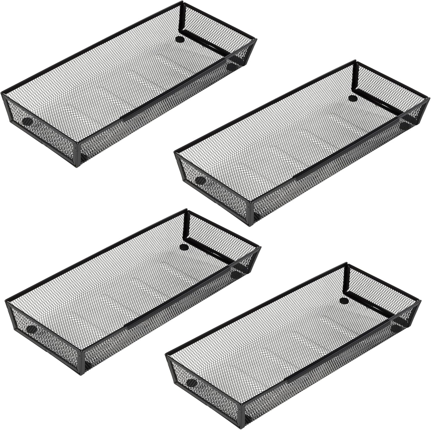 Mesh Tray Silverware Drawer Organizer, Utensil Cutlery Tray Office Supplies with Interlocking Arm Drawer Dividers Organizer for Flatware, Knives,Home,Office, School,Bedroom 12X6'' Black