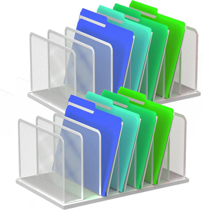 Kuntine.B Desk File Organizer 5 Sections Upright Mesh Desktop Organizer File Sorter Office Organization File Holder for Home, Office & Classroom