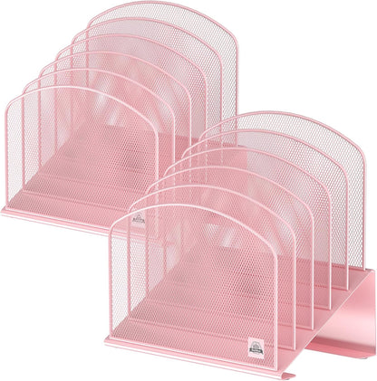 Delifox Inclined Desk File Organizer,Vertical File Folder Holder Stand Metal Rack File Sorter for Office Classroom Desktop Organization