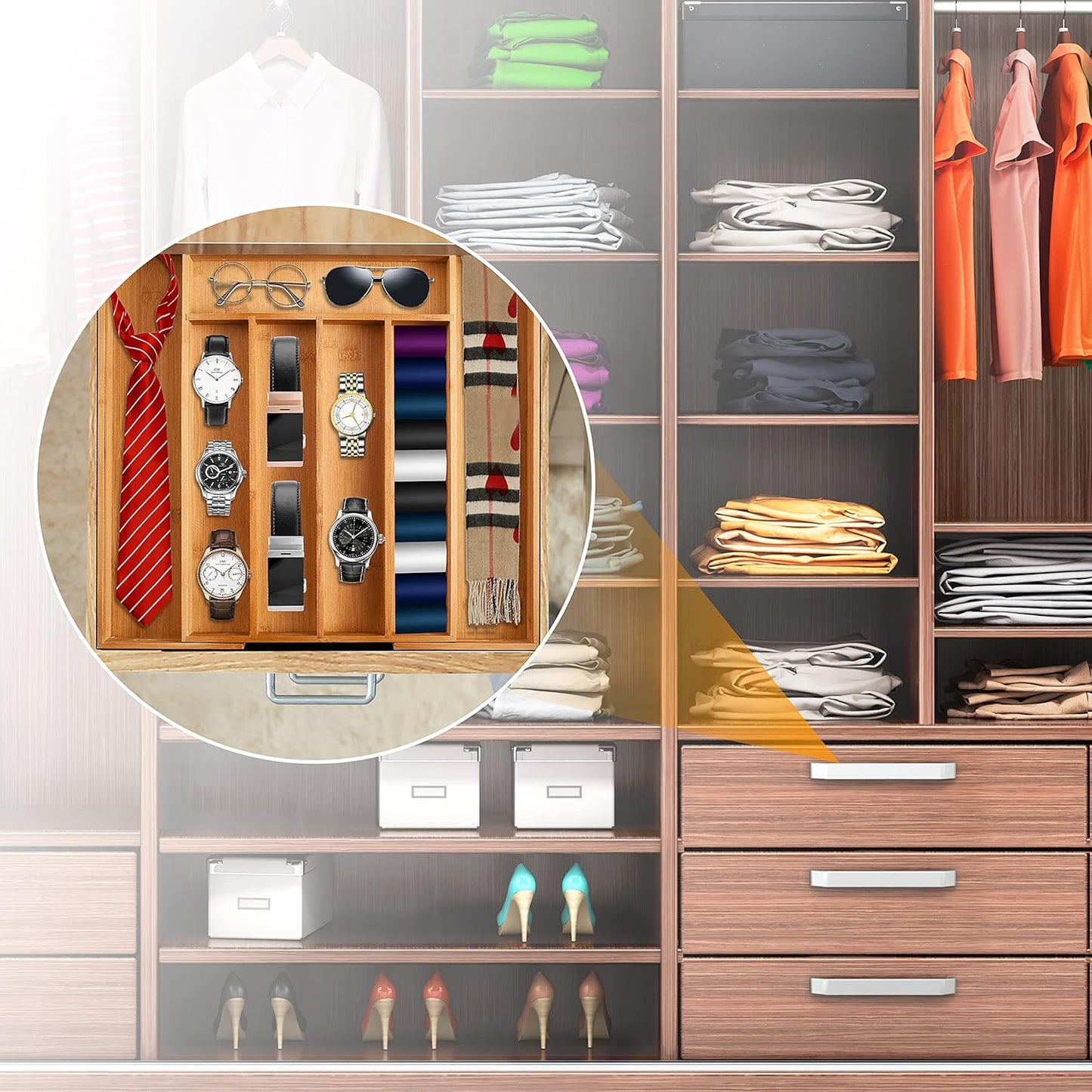 Kitchen Silverware Drawer Organizer and Storage Flatware Cutlery Utensil Holder Spice Rack Containers Bathroom Counter Cabinet Office Desk Makeup Drawer Tray Kitchen and Dining Tools Decor Accessories