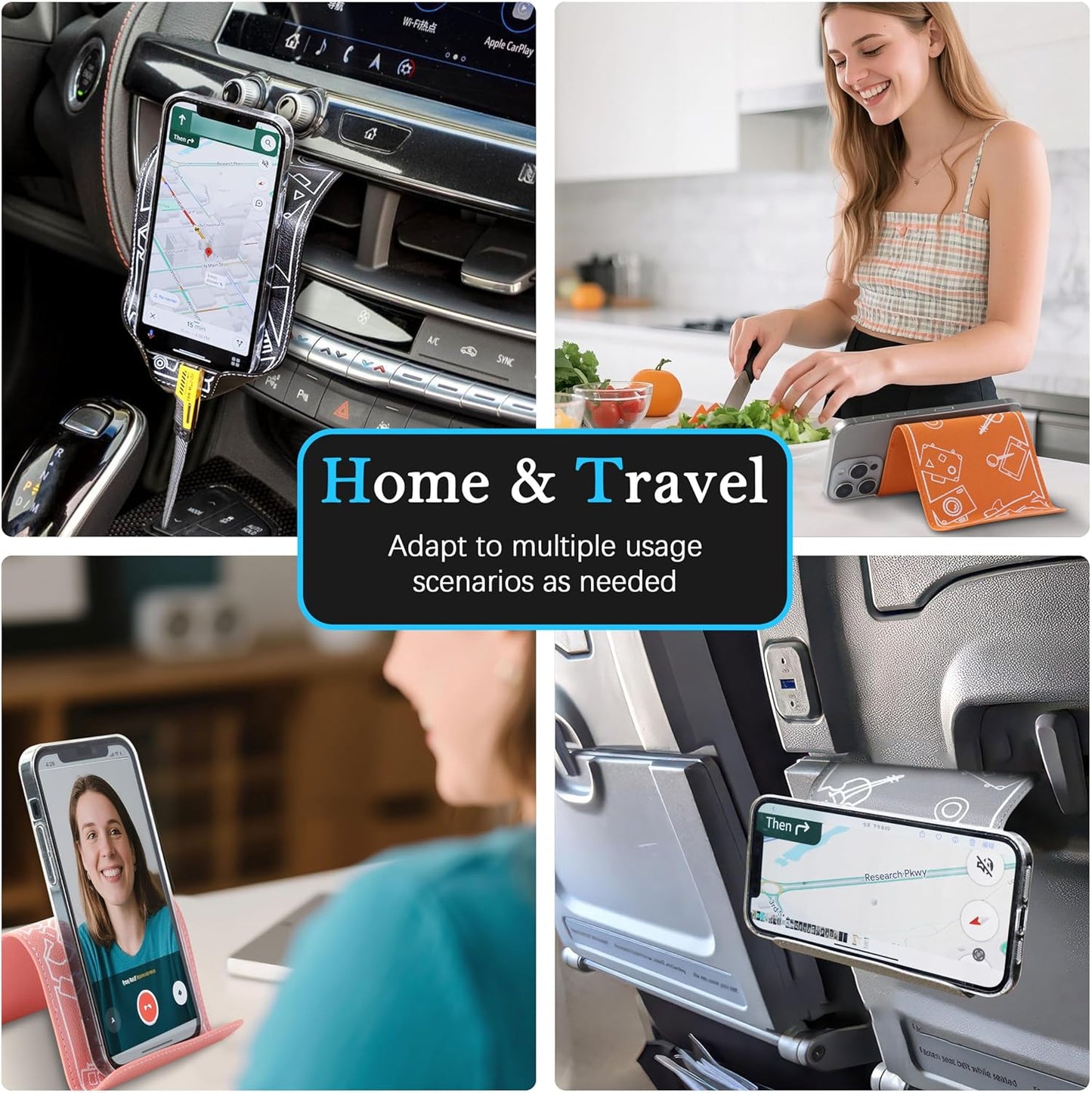Adjustable Angle Phone Stand Tablet Holder, Sturdy Universal for All Smartphones - Foldable Portable for Desk, Travel, Home, Kitchen, Bed, Treadmill, Airplane, Pink