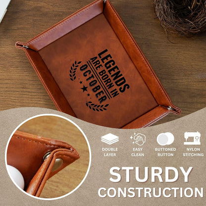 INNObeta Birthday Gifts for Men, Happy Birthday Valet Tray for Him, Male, Boyfriend, Son, Husband, Dad, Desktop Organizer PU Leather Tray - Legends are Born in September