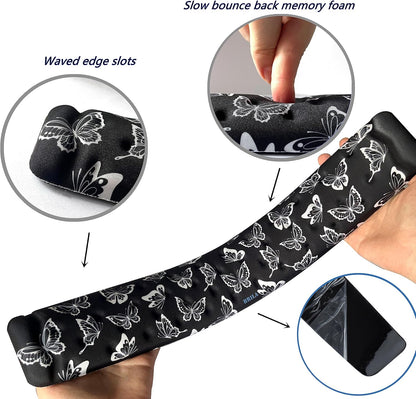 BRILA Keyboard Wrist Rest Support Cushion Pad for Computer, Laptop, Office Work, PC Gaming - Memory Foam Gel with Massage Holes Design - Non-Slip Easy Typing Wrist Pain Relief (Black Keyboard Pad)
