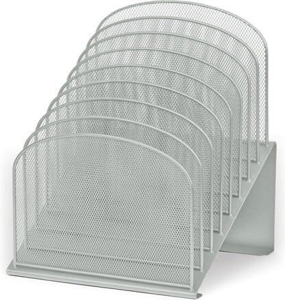 Safco Onyx Desk Organizer, 8 Tiered Vertical Compartments, Office and Classroom Mailbox , Paper and Mail Sorter, Steel Mesh, Black