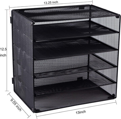 EASEPRES 3 Tier Mesh Desk Organizer Tray, File Paper Letter Folder Holder Desktop Paper Sorter Mail Organization Rack Storage Accessories, for Office Home School Classroom, Black