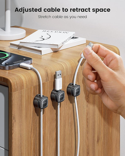 6 Pack Magnetic Cable Clips – Cord Organizer & Holder, Toocki Adhesive Cable Management, Wire Holder for USB Charging Cables, Ideal for Home, Office, Car, Desk, and Nightstand-Purple