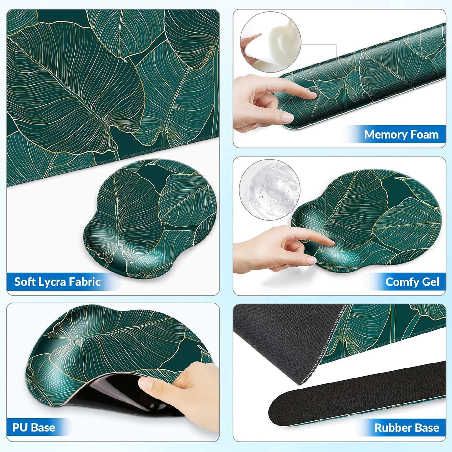 Desk Mat Set + Keyboard and Mouse Pad with Wrist Rest Support,4-in-1 Large Mousepad Computer Mats for Desktop Home & Office-Purple Butterflies