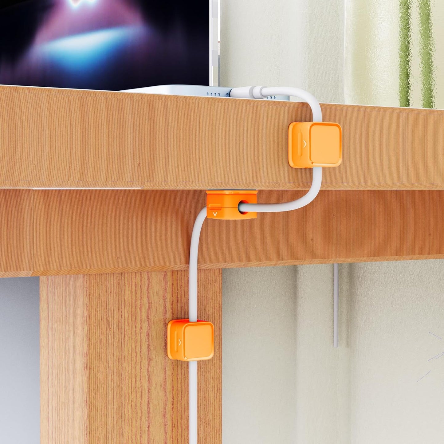 Cord Organizer Holder, 8 Pack Magnetic Desk Cable Clips Management, Hide Phone Charging Cable Keeper, Strong Adhesive Wire Charger Holder for Nightstand, Kitchen Appliances, Office Supplies