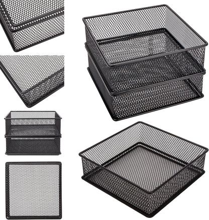 Annova Stackable Mesh Drawer Cabinet and Shelf Organizer Bins Storage Basket School Office Supply Holder Tray- Set of 2 (Gold, 3x3x2 Inch)