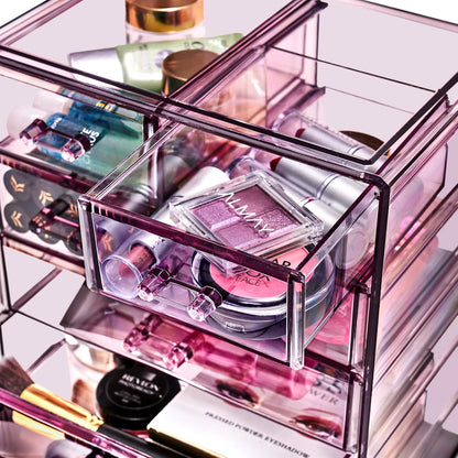 Sorbus Acrylic Makeup Organizer Set, 6-Drawer Vanity & Countertop Cosmetic Storage with Small & Wide Drawers, Clear Makeup Storage for Brushes, Lipsticks, Jewelry – Holiday Gift for Women & Teens