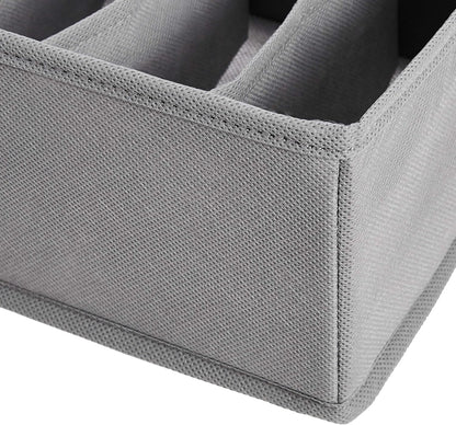 Amazon Basics Collapsible Cloth Drawer Organizer Boxes for Socks, Underwear and Baby Clothes, Storage Bins, Gray, Set of 6