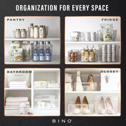 BINO | Plastic Storage Bins, X-Small - 5 Pack | THE LUCID COLLECTION | Multi-Use Built-In Handles BPA-Free Clear Storage Containers | Fridge Organizer | Pantry & Home Organization