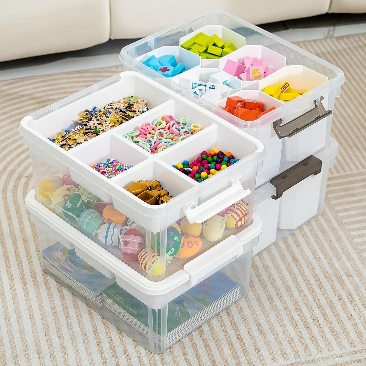 Citylife 17 QT Plastic Storage Bins Clear Storage Box with Lids Multipurpose Stackable Storage Containers for Organizing Tool, Craft, Crayon