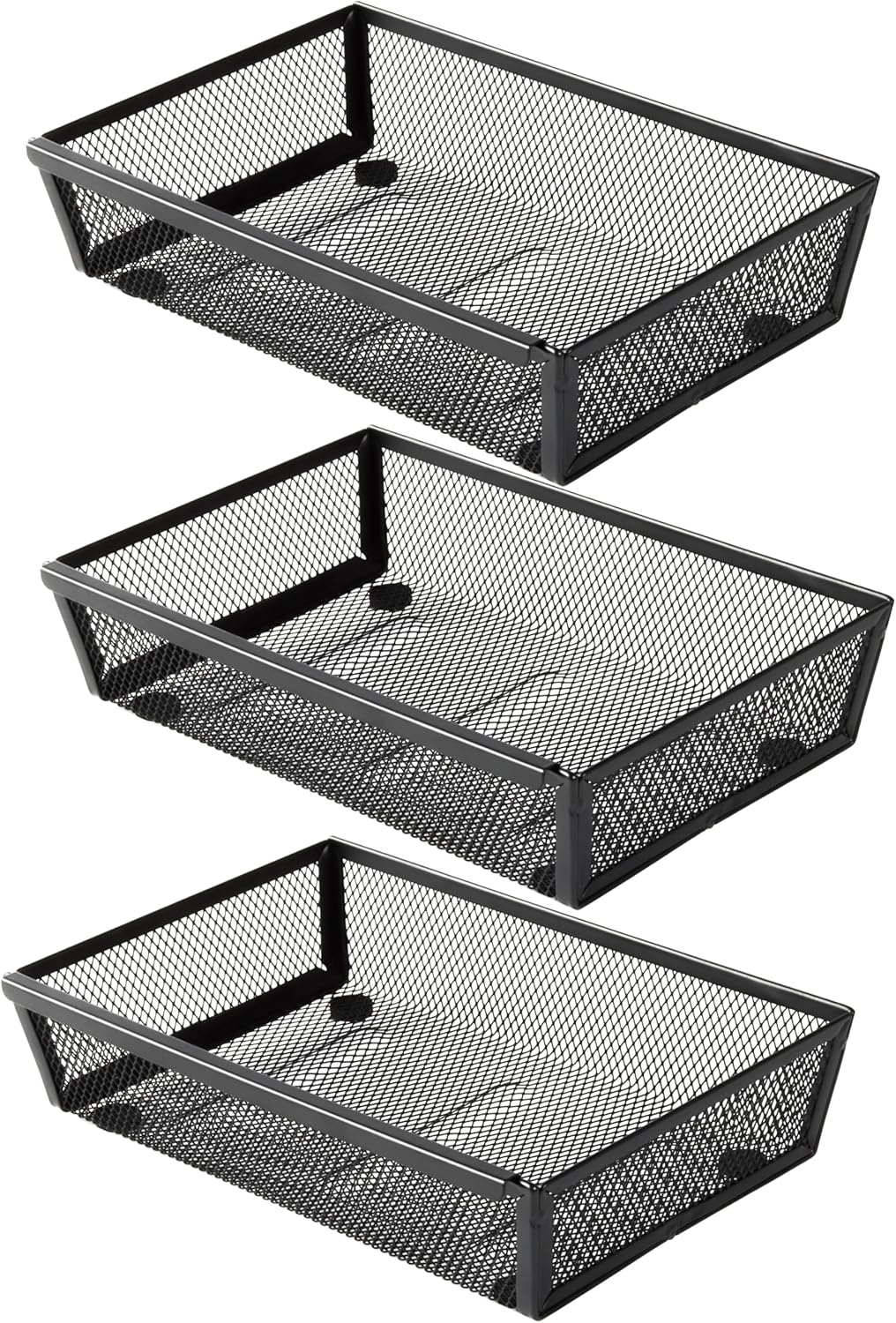 Mesh Tray Silverware Drawer Organizer, Utensil Cutlery Tray Office Supplies with Interlocking Arm Drawer Dividers Organizer for Flatware, Knives,Home,Office, School,Bedroom 12X6'' Black