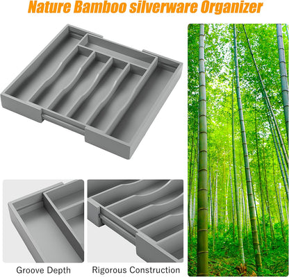Kitchen Silverware Drawer Organizer and Storage Flatware Cutlery Utensil Holder Spice Rack Containers Bathroom Counter Cabinet Office Desk Makeup Drawer Tray Kitchen and Dining Tools Decor Accessories