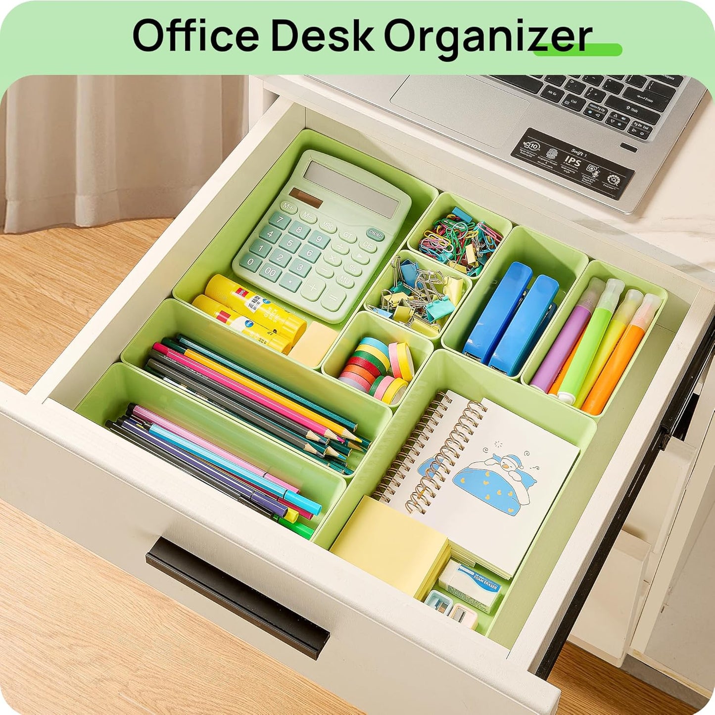 Vtopmart 25 PCS Clear Plastic Drawer Organizers Set, 4-Size Versatile Bathroom and Vanity Drawer Organizer Trays, Storage Bins for Makeup, Bedroom, Kitchen Gadgets Utensils and Office