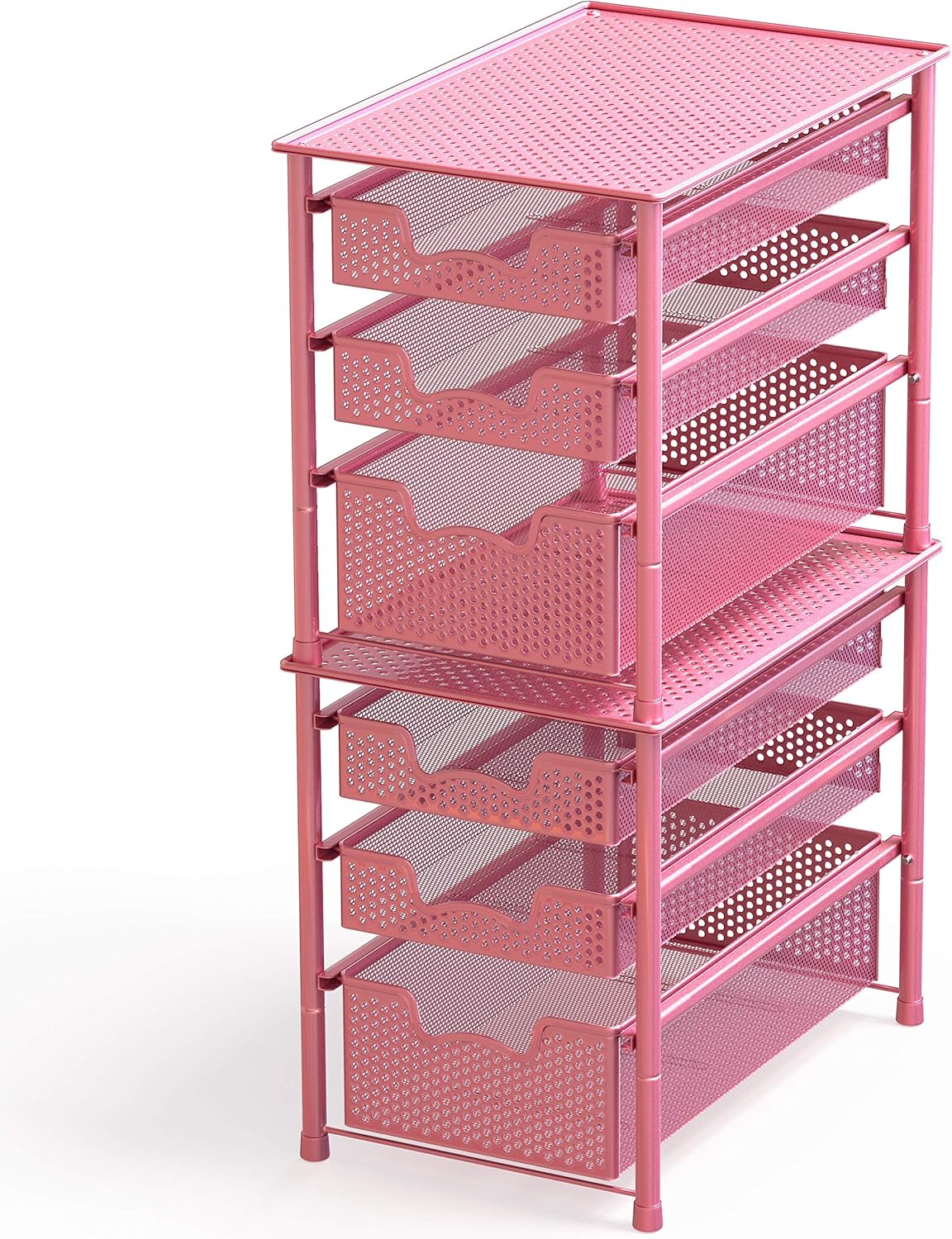 Simple Houseware Stackable 3 Tier Sliding Basket Organizer Drawer, Silver