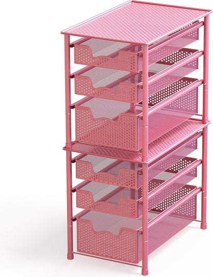 Simple Houseware Stackable 3 Tier Sliding Basket Organizer Drawer, Silver
