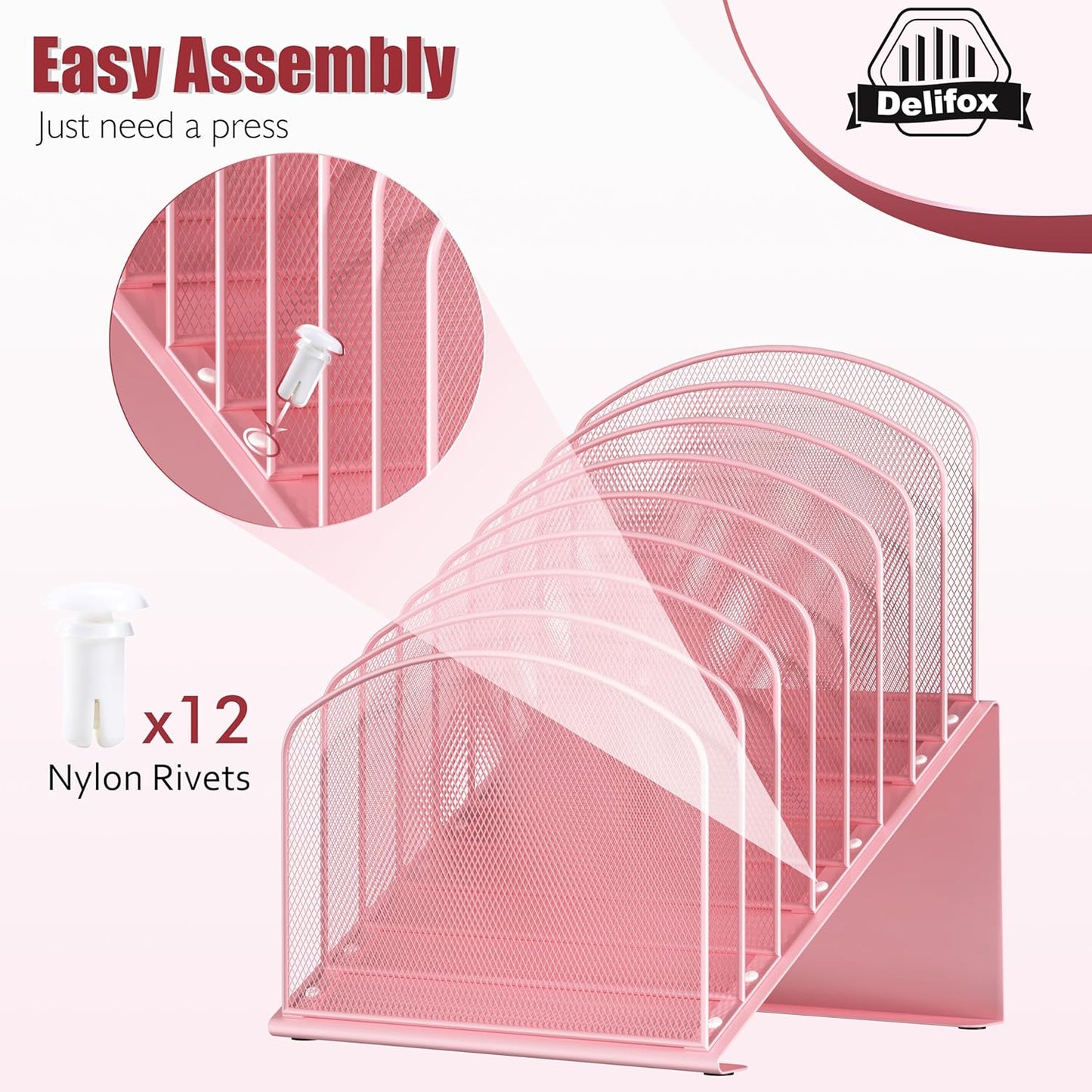 Inclined Desk File Organizer, 8-Section Upright Desk Organizer Standing File Sorter for Office Classroom Desktop Organization