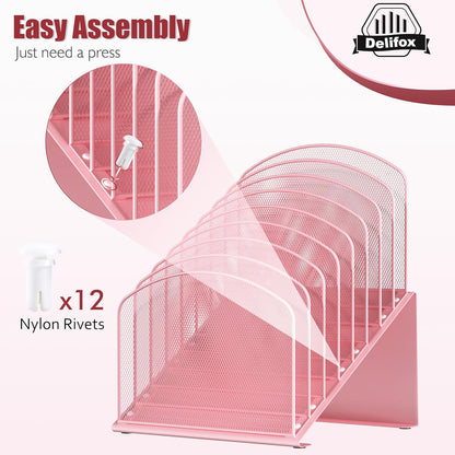 Inclined Desk File Organizer, 8-Section Upright Desk Organizer Standing File Sorter for Office Classroom Desktop Organization