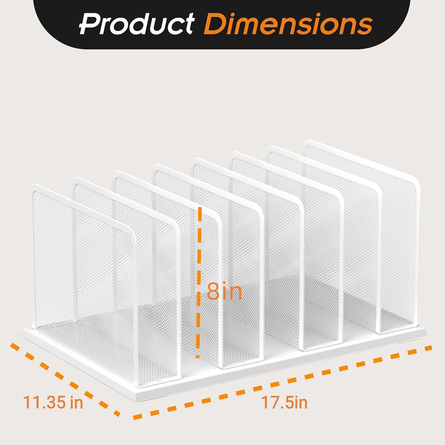 Kuntine.B Desk File Organizer 5 Sections Upright Mesh Desktop Organizer File Sorter Office Organization File Holder for Home, Office & Classroom