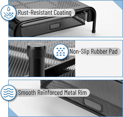 Mr. Pen- Metal Mesh Monitor Stand With Drawer, Computer Stand for Desk With Storage, Desktop Riser