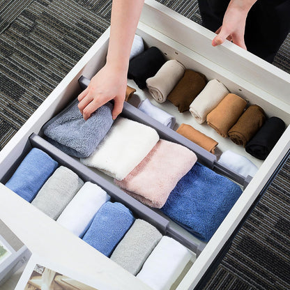 Utoplike 4 pcs Bamboo Kitchen Drawer Dividers Large, Adjustable Drawer Organizers, Spring Loaded, Expandable Organization Works in Kitchen, Dresser, Bathroom, Bedroom, Drawer, Desk
